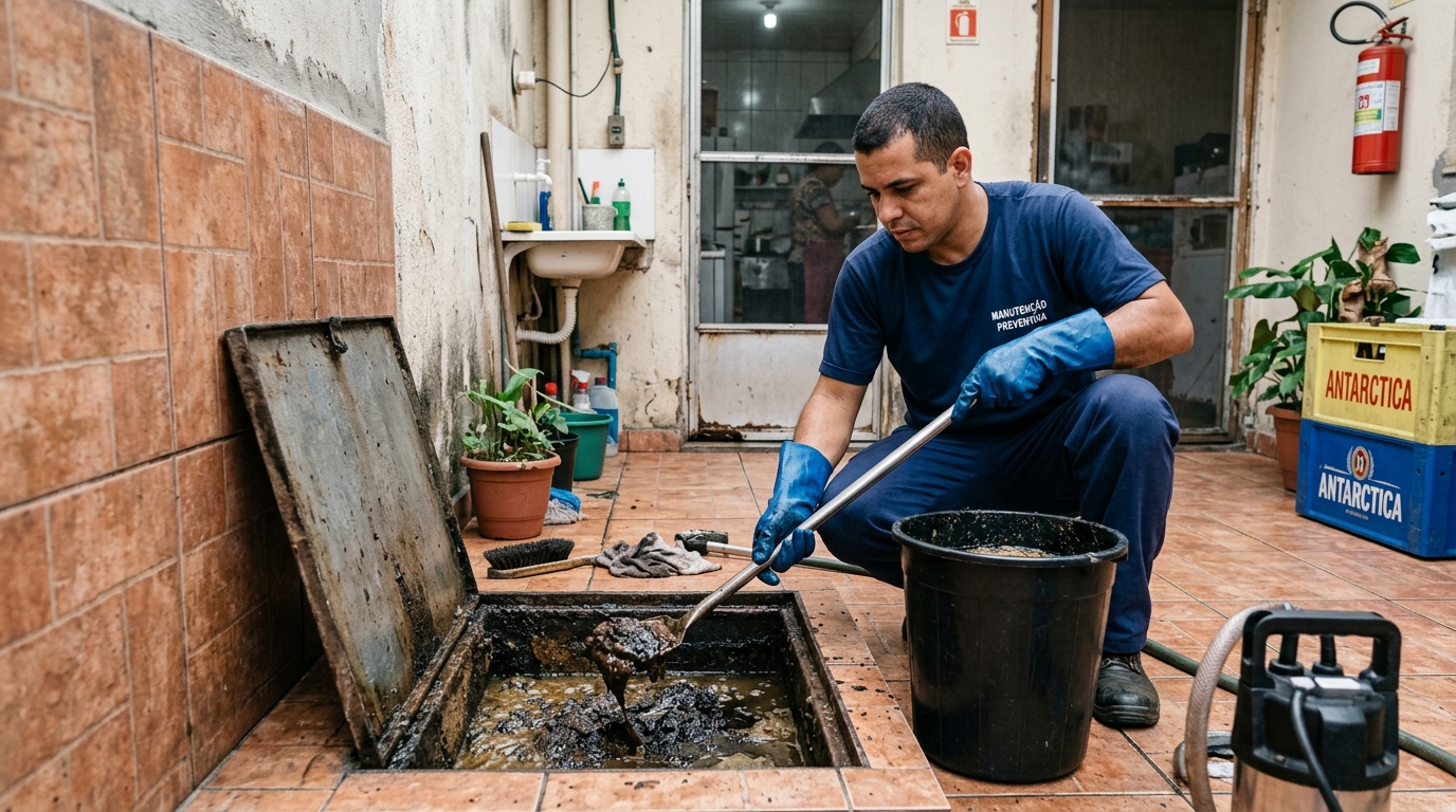 Equipe de limpeza de caixa de gordura em Salvador-BA